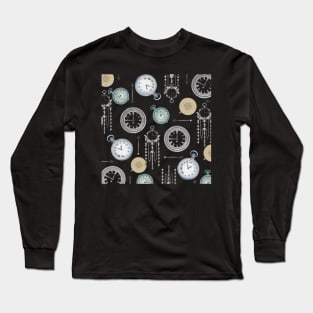 vintage clock pattern Long Sleeve T-Shirt